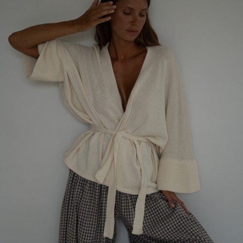 MARK - CREAM Knit Wrap Cardigan
