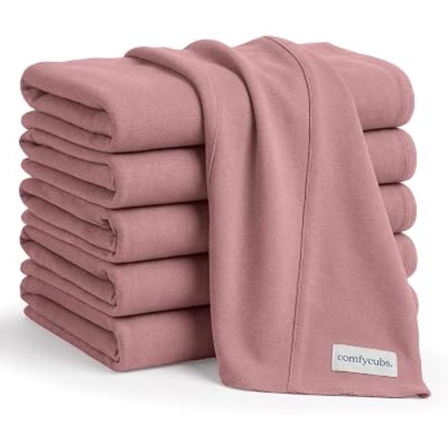 Comfy Cubs Baby Burp Cloths Set (Pack of 6) - 100% Cotton Mauve