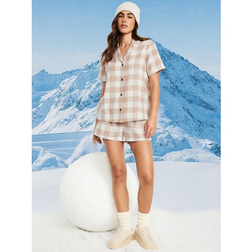 Plaid Flannel Pajama Short Set for Women