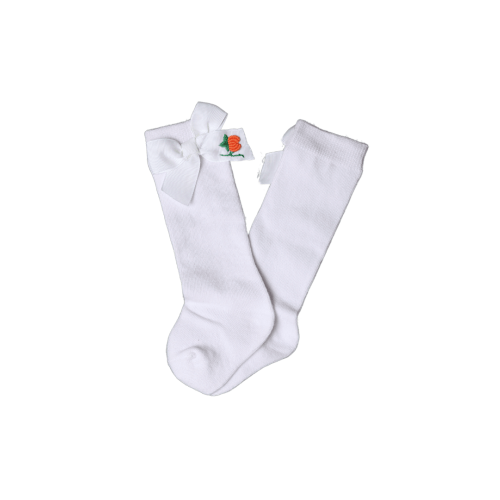 Embroidered Pumpkin Bow Socks