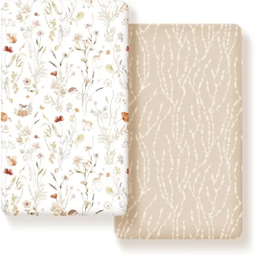 GRSSDER Stretch Ultra Soft Jersey Knit Fitted Crib Sheets Set 2 Pack, Universal Fit All Standard Crib Mattress Pads Safe and Snug, Crib Fitted Sheet with Deep Pocket, Original Design for Baby