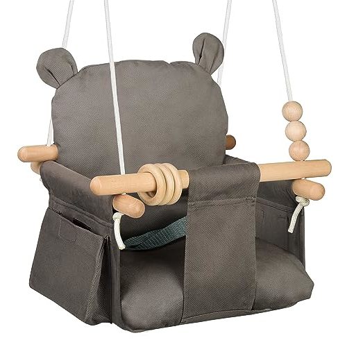 Baby Hanging Swing Seat Toy Chair Canvas Toddler Swing Seat with 2 Side Pockets for Indoor Playground Sports & Outdoor Play Toys
