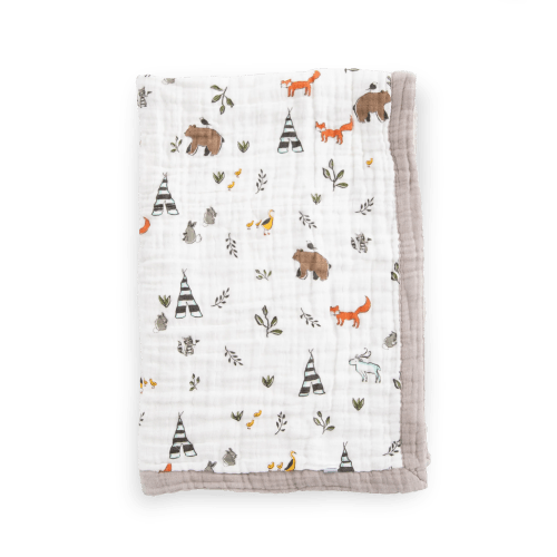Cotton Muslin Baby Quilt - Forest Friends