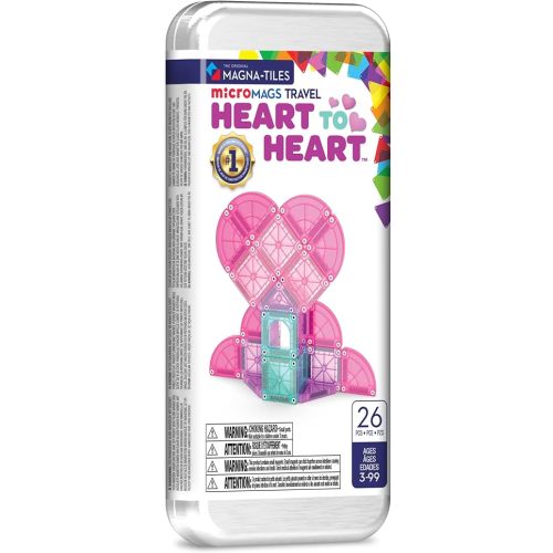 Magna-Tiles microMAGS 26-Piece Heart to Heart Travel Set, The Original Magnetic Building Brand