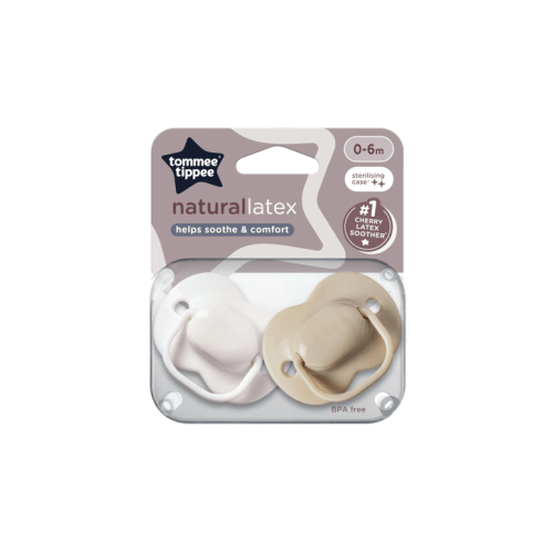 2 Pack Tommee Tippee Natural Latex Cherry Soothers - White and Beige
