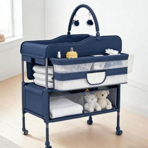 Baby Changing Table with Storage, Portable Foldable Diaper Station, 2 Storage Baskets, Height Adjustable Waterproof Table for Infant