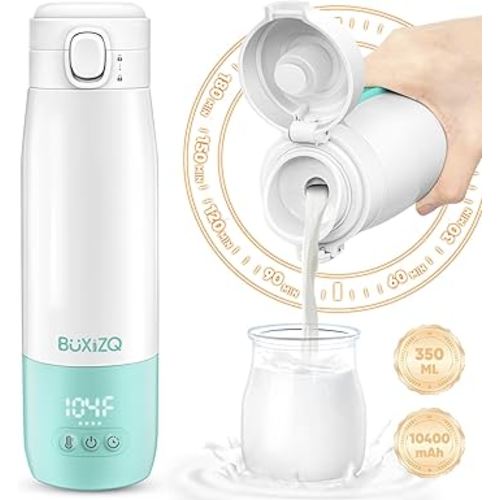 Portable Bottle Warmer for Travel,Portable Milk Warmer for Baby-12oz Ceramic Heater Heating,Fast Charging & Cordless Portable Baby Bottle Warmer -Dual Heating Modes for Breast Milk & Water,Green