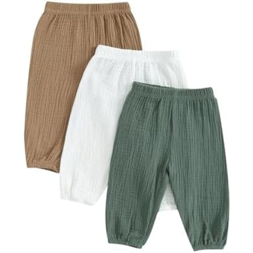 3 Pack Toddler Baby Boy Girl Solid Color Shorts Elastic Waist Casual Short Trousers Spring Summer Fall Short Pants