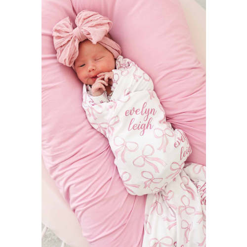 Blushing Bows Personalized Swaddle Blanket