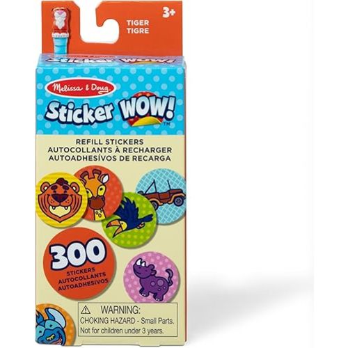 Melissa & Doug Sticker Wow 300+ Refill Stickers for Sticker Stamper Arts and Crafts Fidget Toy Collectibles - Tiger Safari Theme, Assorted (Stickers Only), Creative Play for Girls and Boys 3+