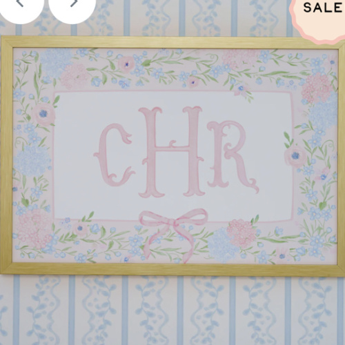 Personalized Nursery Art | Floral Monogram