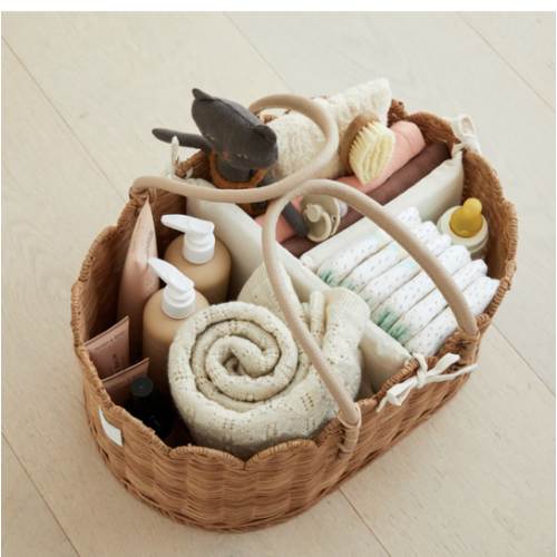 Baby Diaper Caddy Organizer "POPPY" Handmade & Natural by BEBE BASK® – BEBE BASK