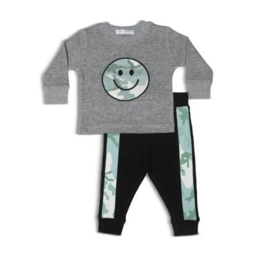 Boys' Camo Patch Smiley Thermal Shirt & Pants Set - Baby