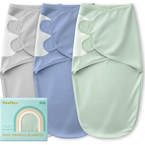 Yoofoss Baby Swaddle for Newborns 0–3 Months, Rayon Made from Bamboo Swaddle, Noiseless Closure Swaddle Sack, Soft Breathable & Durable Snug Fit