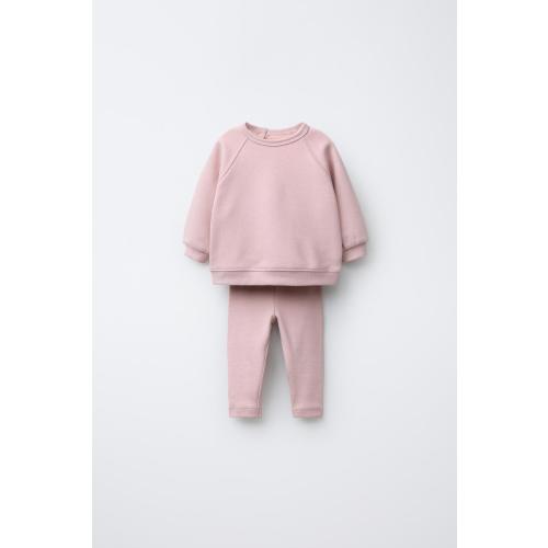 PLAIN SWEATSHIRT AND LEGGING SET - Pink | ZARA United States