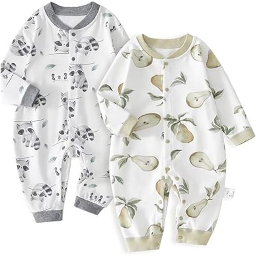 100% Organic Cotton Soft 3-24 Months Unisex Footless Newborn Baby Sleepers Pajamas Romper Boys Girls Long Sleeve