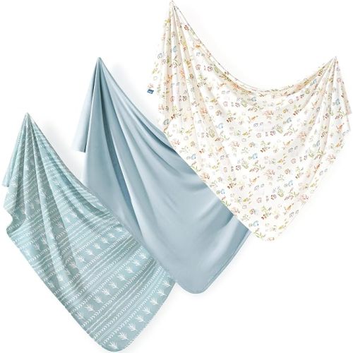 3-Pack Ultra Soft Stretchy Jersey Knit Baby Swaddle Blankets, 33x44