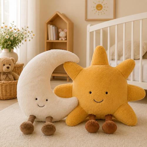 Sun and Moon Plush Pillow | Celestial Nursery Decor | Kawaii Stuffed Plush Toy | Baby Shower Gift | Kids Bedroom Cushion