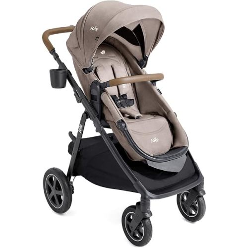 Joie Baby, Ginger™ DLX 4‑in‑1 Pramette Stroller, All‑Terrain Baby Stroller with Convertible Seat, Lie‑Flat Pram Mode (Mocha)