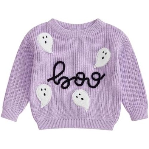 Baby Halloween Outfit Boy Girl Pumpkin Sweater Ghost Embroidery Knit Sweatshirt Infant Toddler Halloween Clothes