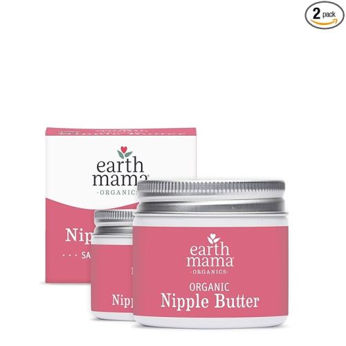 Earth Mama Organic Nipple Butter™ | Nipple Cream Safe for Breastfeeding | Postpartum Essentials for Nursing | Non Lanolin Nipple Cream, 2 fl oz (2-Pk)