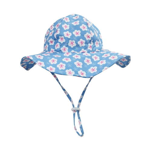 LNMQLPDBS Toddler Summer Beach Hats Pattern Print Sun Protection Hats Baby Girl Bucket Hat with Chin Strap Wide Brim Shade Hat for Baby Boys Kids Sun Floppy Cap for Swimming Pool﻿﻿ Light Blue S