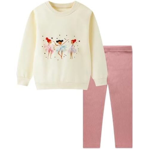 HILEELANG Toddler Girl Fall Outfits Clothing Pants Set Sweatshirt Cotton Strench Leggings Playwear Sets 2pc