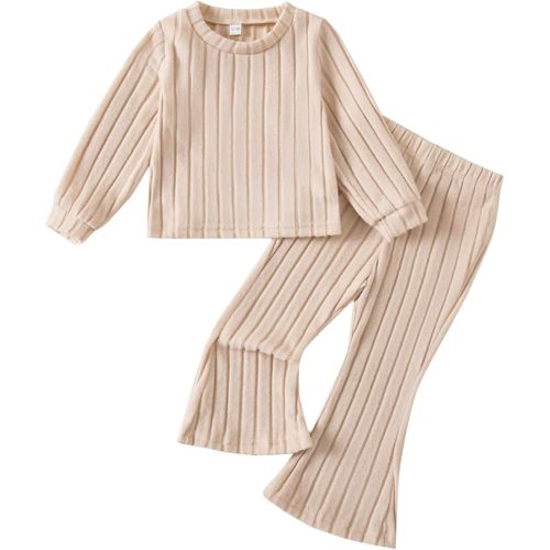 Toddler Baby Girl Outfits Soft Comfy Sweatshirt and Bell Bottom Pants Fall Winter Clothes Set for Girls