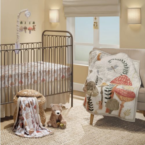 Mushroom Meadow 3-Piece Organic Crib Bedding Set