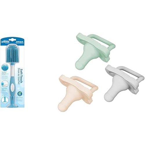 Dr. Brown's Bottle Brush, Pacifiers 0-6m 3 Pack Cool Gray Green Ecru