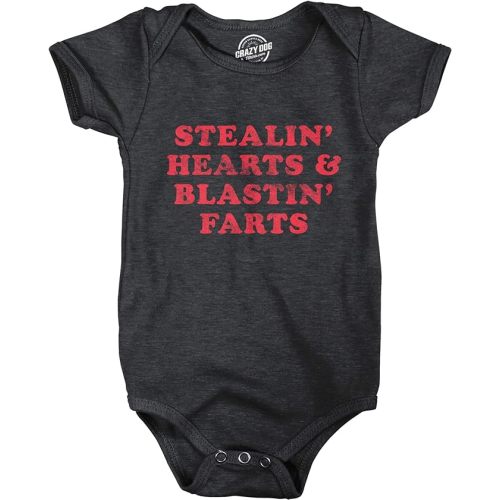 Crazy Dog T-shirts Stealin Hearts and Blastin Farts Baby Bodysuit Funny Cute Stinky Newborn Jumper