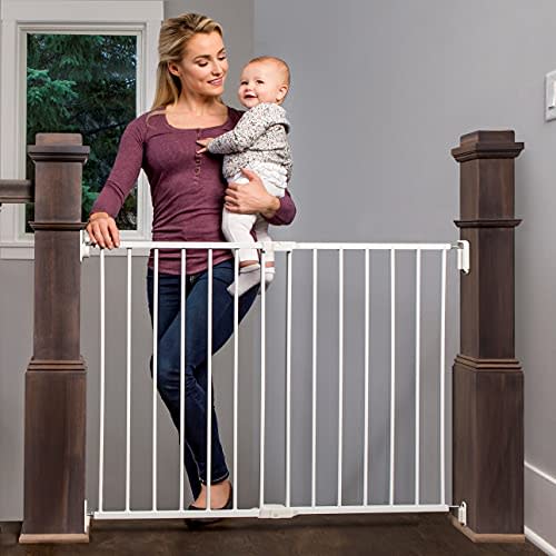 Regalo 2-in-1 Extra Wide Stairway and Hallway Walk ThroughBaby Safety Gate, Hardware Mounting, White
