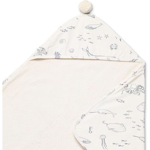 PEHR Hooded Towel, Life Aquatic | Absorbent French Terry & Soft Brushed 100% Cotton | 30” x 30”