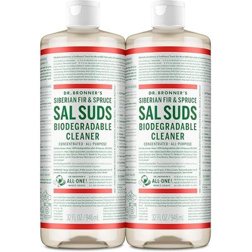 Dr. Bronner's - Sal Suds Biodegradable Cleaner (32oz, 2-Pack) – Concentrated All Purpose Cleaning Solution & Mop Soap, For Floors, Laundry & Dishes – Powerful Formula Made with Plant-Based Surfactants