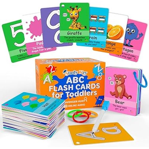 ABC Flash Cards for Toddlers 1-4 - Learning Phonics Alphabet Baby Flashcards - Preschool Sight First Words Numbers Colors Objects for Kindergarten