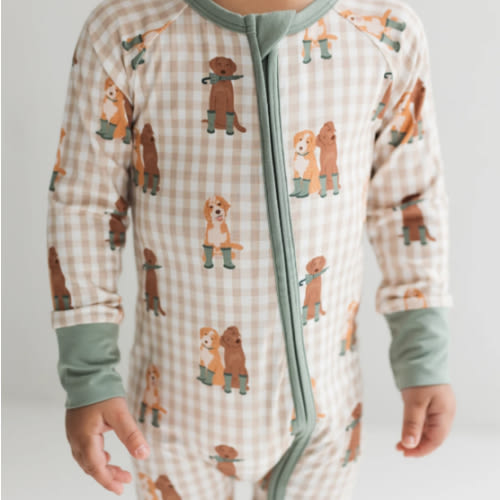 Green Pup Friends Zipper Romper – In My Jammers