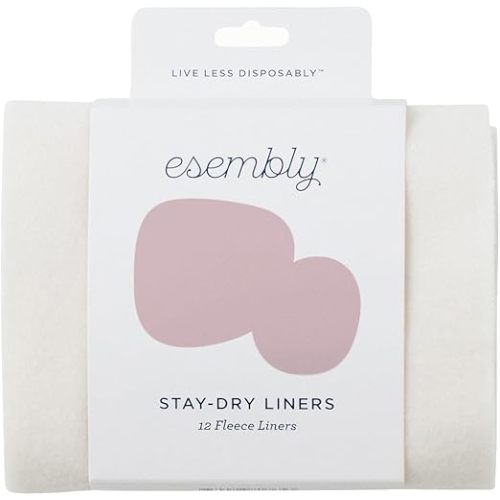Esembly Cloth Diaper Stay-Dry Fleece Diaper Liner, Moisture-Wicking, Keeps Baby Dry, Prevents Staining, Protects Diaper, Easier to Clean, Washable, Reusable, Super-Soft, 12-Pack, One Size