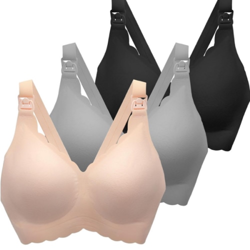 Nursing Bras for Breastfeeding, Jelly Strip Comfort Maternity Bra, Seamless Soft Pregnancy Bras for Women, 3Pack