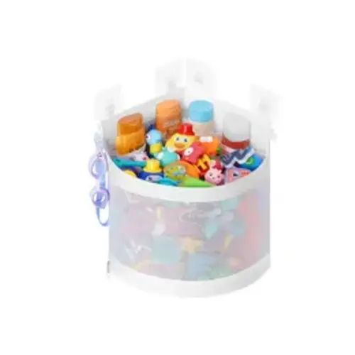 Bathtub Toy Storage Net Bag, Corner Hanging Shower Organizer Rack with 4 Adhesive Hooks, Large Capacity Bath Toy Holder for All Seasons, Bathroom Storage, Hangable Storage, Organizer Storage Supplies - TikTok Shop