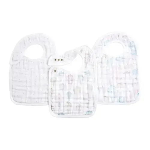 organic cotton snap bibs 3 pack above the clouds | aden + anais