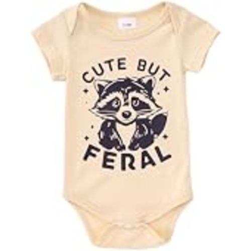 Cute But Feral Onesie, Funny Raccoon Baby Stuff, Infant Short Sleeve Romper