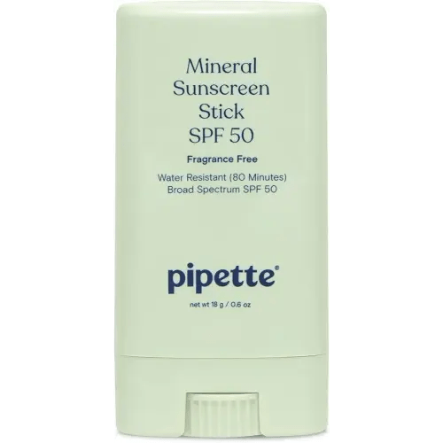 Pipette Baby Mineral Sunscreen Stick SPF 50, Broad Spectrum Sunblock with Non-Nano Zinc Oxide, Water Resistant UVB/UVA Sun Protection for Kids & Sensitive Skin, Perfect for Travel, 0.6 oz