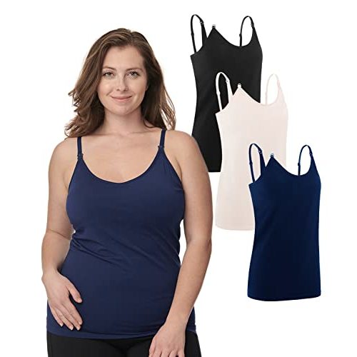 Under Control Nursing Cami Tank Tops for Breastfeeding Women Nursing Tops Maternity Shirts, Camisoles with Built in Bra 3Pack