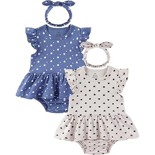 Baby Girls Romper Summer Ruffled Sleeve Bodysuit Dresses Infant Girl Clothes