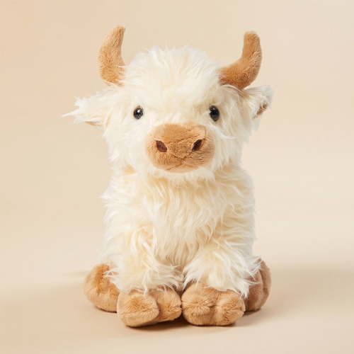 Jolie Vallee Highland Cow Plush, Off White Cow Plush, Soft Plush Toys for Kids, Animal Stuffed Toy