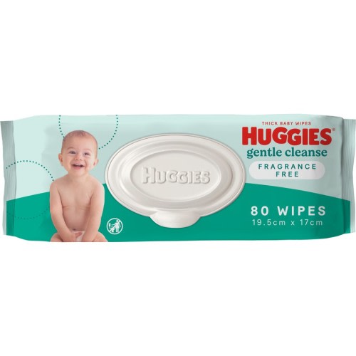 Huggies Gentle Cleanse Baby Wipes Fragrance Free 80 Pack