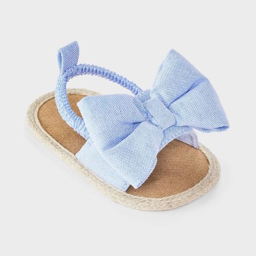 Baby Girls' Chambray Puff Bow Sandals - Cloud Island™ Blue 0-3M