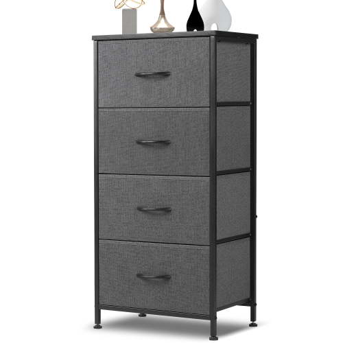ACCVER Dresser for Bedroom 4 Storage Drawer, Fabric Closet Chests Organizer Tower with Wooden Top Metal Frame for Living Room Hallway Entryway
