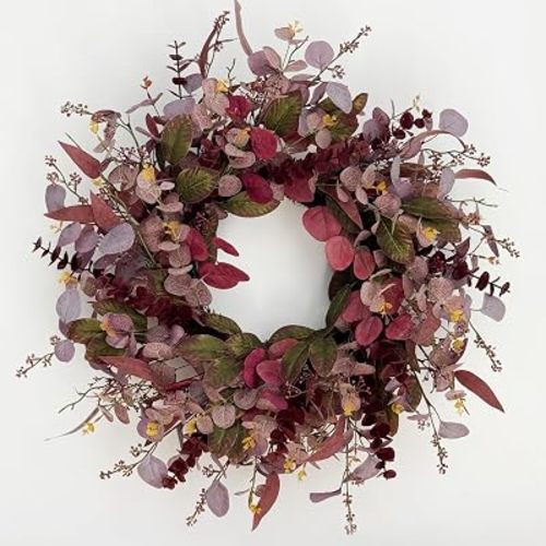 26 Inch Fall Wreaths for Front Door, Artificial Eucalyptus Autumn Wreath
