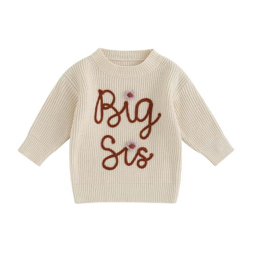 Toddler Baby Girl Sweater Big Sister Long Sleeve Knit Pullover Top Sister Outfits Fall Winter Clothes